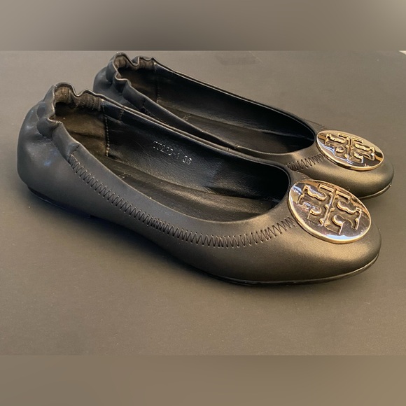 Tory burch Black Leather Ballet Flats - Picture 1 of 7